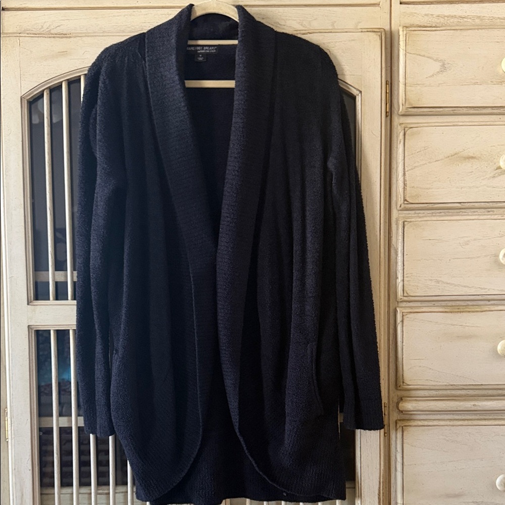 Women's Barefoot Dreams Black Open Front Sweater